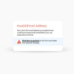 Invalid Email Address box